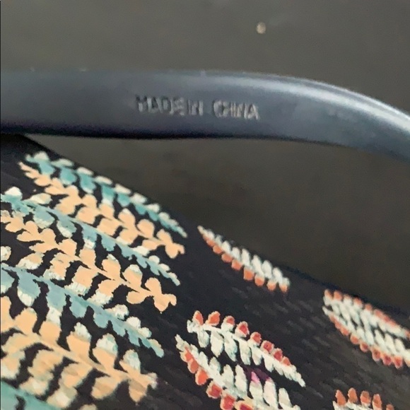 TORY BURCH Thandie Navy/Fern Print Wedge Flip Flop - Picture 6 of 12